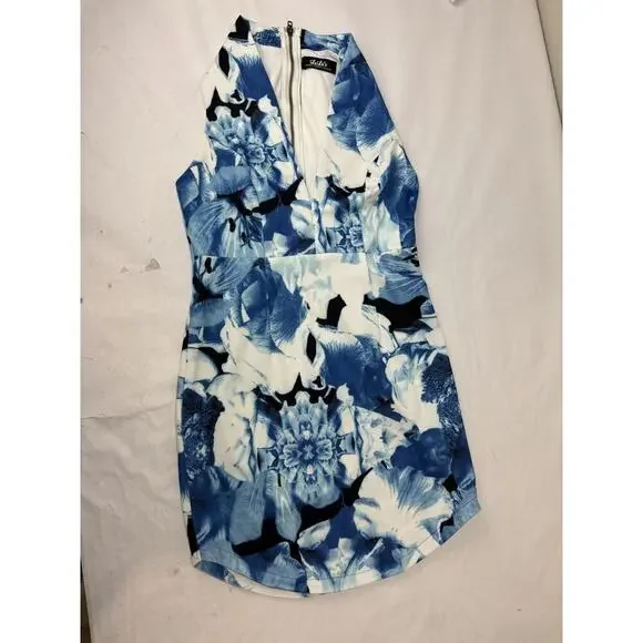 Lulu's Blue Floral Cottagecore Dress V-Neck Sheath Sleeveless Wedding Size Large - Picture 5 of 9